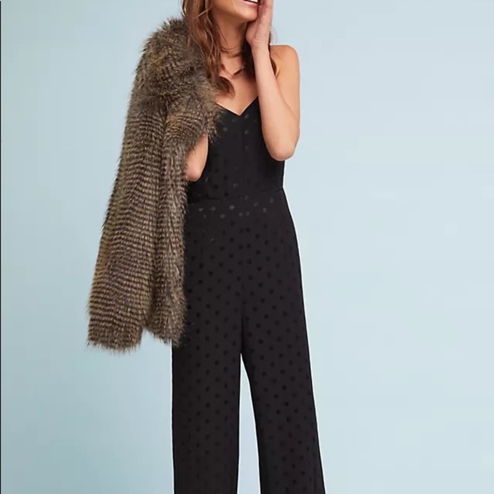 Anthropologie Essential Black Polka Dot Jumpsuit
